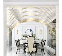 GJZQDKX Cortinas de Hilo para Puerta, Cortina de Cuentas de Cristal en Arco, Cortinas de Hilo arqueadas, separadores de ambientes, decoración para el hogar y Bodas (Color: Dorado, Tamaño: 25)