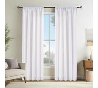 GJZQDKX Cortinas de Lino Blanco de 213 cm de Largo, sin Forro, Que filtran la luz, Ideales para Sala de Estar y Dormitorio, con Bolsillo para Barra y Trabillas traseras, diseño rústico Neutro, 1 Pan
