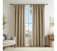 GJZQDKX Cortinas de Lino Natural de 274 cm de Largo, Cortinas translúcidas para Sala de Estar y Dormitorio, sin Forro, con Bolsillo para Barra y Trabillas traseras, Color Roble rústico Neutro, 1 Pan