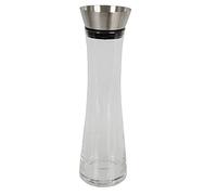 GK-01 - Jarra de agua de cristal (1 litro, cristal de borosilicato de alta calidad, tapa de acero inoxidable, decantador, vino, jarra de cristal, té, café, café, café, agua caliente o fría)