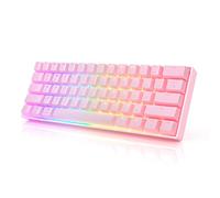 GK61 Mechanical Gaming Keyboard 60 Percent | 61 RGB Rainbow LED Backlit Programmable Keys | USB Wired | For Mac and Windows PC | Hotswap Gateron Optical Brown Switches | Pink