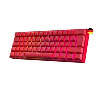 GK61 Teclado mecánico intercambiable en caliente para juegos - 62 teclas Iluminación RGB LED multicolor para jugadores de PC/Mac - Diseño ISO alemán (Gateron Optical Silver, Rojo)