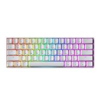 GK61 Teclado mecánico para juegos - 61 teclas multicolor RGB iluminado LED retroiluminado con cable programable para PC/Mac gamer (Gateron óptico negro, blanco)