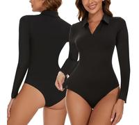 Gkaopi Body Mujer Manga Larga Cuello V Sexy Bodysuit Tops Tanga Slim Fit Stretchy Casual Túnica Tops Moda Y2K Leotardo Top Elegante T-Shirt Streetwear HS
