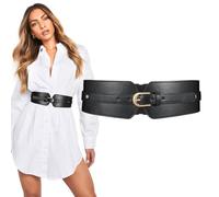 Gkaopi Cinturón Ancho Elástico Mujer Cinturón de Vestir PU Cuero Cinturons Clásica Piel Cinturons de Moda con Hebilla Metal para Vestido,Camisa, Sudadera