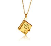 Gkaopi Collar con Libro para Mujer Collar con Diseño de Libro My Little Star de 6 Páginas que se Puede Abrir, Collares con Libros Colgante Personalizado Grabado Regalo de Joyería Ajustable (Oro Star)