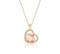 Gkaopi Collar de Gatito para Niña Collar de Corazón con Zirconia Cúbica Roja/Blanca, Regalo de Cumpleaños para Niñas, Hija, Nieta o Sobrina (Oro)