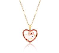 Gkaopi Collar de Gatito para Niña Collar de Corazón con Zirconia Cúbica Roja/Blanca, Regalo de Cumpleaños para Niñas, Hija, Nieta o Sobrina (Oro)