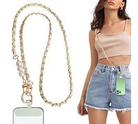 Gkaopi Correa para Teléfono Ajustable Universal, Cordón Extraíble con Parches Duraderos, Cuero PU Multifuncional para Cuello/Muñeca, Compatible con la Mayoría de Móviles y Fundas