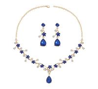 Gkaopi Juego de Joyas para Mujer Lágrima Cristal Collar Pendientes Joyería Juego Floral Rhinestone Conjunto Nupcial para Boda, Novia, Dama de Honor