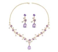 Gkaopi Juego de Joyas para Mujer Lágrima Cristal Collar Pendientes Joyería Juego Floral Rhinestone Conjunto Nupcial para Boda, Novia, Dama de Honor