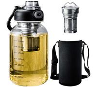 GBKDQQ Botella de cristal de 1000 ml, gran botella de té de cristal con colador de acero inoxidable, cierre único, botella de agua con alto contenido de borosilicato para fitness, hogar y oficina, sin