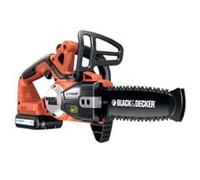 BLACK+DECKER Motosierra a Batería 18V, Batería de litio 2Ah, Espada 20cm, Velocidad Cadena 3,1m/s, Hasta 200 Cortes por Carga, para Poda y Leña - GKC1820L20-QW