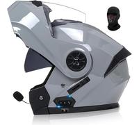 GKCEGHKS Doble Antiniebla Visera Casco con Doble Visera Doble Lente Casco Casco de Moto Modular Bluetooth Integrado Cascos de Motocicleta ECE Homologado Motocicleta Todoterreno Bluetooth Cascos