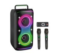 GKD61 Máquina Karaoke Adultos 2 Micrófonos UHF Inalámbricos, Sistema de 400W Pico, Subwoofers Duales de 6,5", Altavoz Bluetooth Portátil para Fiestas, Mando, Control de Graves y Agudos para Exterior