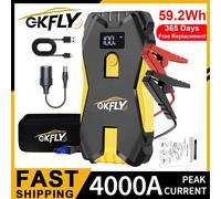 GKFLY arrancador de batería de coche 3000A/4000A dispositivo de arranque diésel de gasolina portátil 12V banco de energía portátil cargador de batería de coche Buster 4000A 59.2Wh