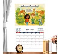 GkgWuxf Calendario 2026 De Educación Financiera Para Niños - Planificador Diario de Gestión del Dinero y Motivación | Enero - Diciembre 2026, Planificador con Ilustraciones Coloridas para