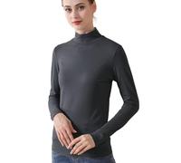 GkgWuxf Camisa de capa base para mujer, parte superior de base para mujer, ropa interior térmica de manga larga | Capa de base ligera que absorbe la humedad, camisas deportivas elásticas y, gris, XL