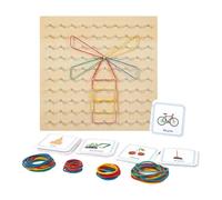 GkgWuxf - Cuadros geo para aula, geoplanos con elásticos, Junta elástica preescolar, geoplanos de madera con 80 gomas y 50 cartas de patrones, cuadros geo para la educación en