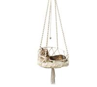 GkgWuxf Hamaca para gato en maramé, Hamaca de interior bohemio con marameo, colgante de marama de gato swing carril, cama interior para gatos para dormir, jugar, escalar, descansar 40 x 9 0 cm
