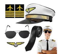GkgWuxf Juego de accesorios para disfraces - Boys Airline Capitán Disfraz Cosplay Accesorios - Adults Kids Play Wear Tie Tie Epautte e llamativa para hilos, sobrino