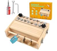 GkgWuxf Juego de destornilladores para niños | Entrenador de coordinación -mano de madera, juego de habilidades motoras finas con llave y cerradura para niños cumpleaños guardería hogar viajes