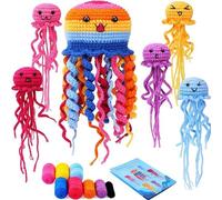 GkgWuxf Kit de crochet para principiantes para adultos,Kit de crochet de medusas - Juego de tejer medusas para manualidades para adultos,Kit para aprender a tejer medusas animales para mujeres,