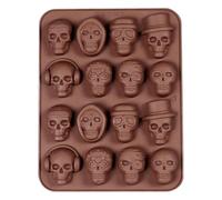 GkgWuxf Molde de calavera de Halloween - Molde de gomitas de caramelo de Halloween | 16 moldes de calavera embrujada para hornear moldes de caramelo de calavera de goma, bandeja de hielo para