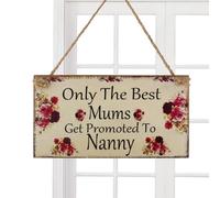 GkgWuxf - Perchero de madera para el día de la madre, adornos colgantes de madera para el día de la madre | Floral Solo las mejores madres son promovidas al puesto de niñera, panel de madera para