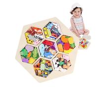 GkgWuxf Rompecabezas de madera, rompecabezas de madera para - Rompecabezas de construcción de bloques de transporte - Bocas educativas de teaser en el cerebro educativas coloridas, juegos educativos