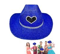 GkgWuxf Vaquera Hat Glitter, Vaquera Hats Women - Western Sparkly disco Cowboy Hat,Accesorios de disfraces, accesorios de cosplay para Halloween, fiesta de cumpleaños