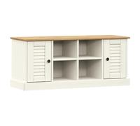 GKHPYURE Banco zapatero Vigo blanco 106 x 35 x 45 cm madera maciza pino | 4 compartimentos, 2 armarios con puertas, pomos de metal, diseño de ventilación, madera contrachapada, requiere montaje
