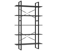 GKHPYURE Librería de 5 estantes gris 100 x 30 x 175 cm de madera multicapa | Juego de 2 piezas, estantería baja 70 cm, mueble alto 105 cm, combinable, metal