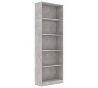 GKHPYURE Librería de 5 estantes gris cemento 60 x 24 x 175 cm madera multicapa | Diseño minimalista, fácil de limpiar, requiere montaje, dispositivo antivuelco incluido