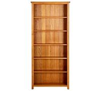 GKHPYURE Librería de 6 estantes 80 x 22,5 x 180 cm de roble marrón | Madera maciza y tablero de fibra de densidad media, 6 estantes, fácil montaje, vitrina decorativa