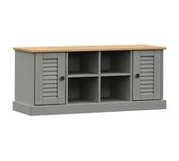 GKHPYURE Vigo - Banco zapatero gris 106 x 35 x 45 cm, madera maciza de pino | 4 compartimentos, 2 armarios con puertas, pomos de metal, diseño de ventilación, madera contrachapada, requiere montaje