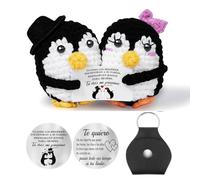 Gkmamrg Regalo Aniversario Pareja Peluche de Pingüino Positivo, Cumpleaños Hombres Mujeres - Muñeco Pingüino con Llavero Regalo para de Boda San Valentín Navidad (muñeca) (Clásico)