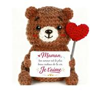 Gkmamrg Regalo Fete des Meres | Oso de punto positivo - Hecho a mano como regalo de mamá para su cumpleaños | Regalo de mamá particular y sentimental