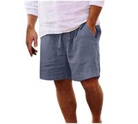 Gkojhj Pantalones Cortos Lino Hombre Verano Casual Cómodo Bermudas Pantalones Cortos Running Deportivos Shorts Cintura Elástica Pantalones Cortos de Playa con Múltiples Bolsillos