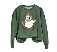 Gkojhj Sudadera Mujer sin Capucha Sudaderas Monocolor Halloween Estampado Cuello Redondo Chaqueta Cálido Casual Solid Top Coats Encapuchada Top Jacket Ropa Deportiva Fitness Trekking Ugly Xmas