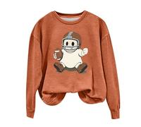 Gkojhj Sudadera Mujer sin Capucha Sudaderas Monocolor Halloween Estampado Cuello Redondo Chaqueta Cálido Casual Solid Top Coats Encapuchada Top Jacket Ropa Deportiva Fitness Trekking Ugly Xmas