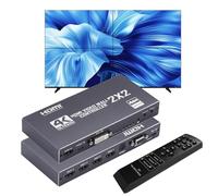 GKRONG Controlador de Video Wall 2x2, Procesador de TV Wall, Procesador de Empalme Multi-Pantalla HDMI 4K@30Hz con Entrada HDMI+DVI+USB C, Soporta 9 Modos de Visualización 2x2 1x2 1x3 2x1 3x1