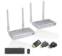 GKRONG Wireless HDMI Transmitter and Receiver 4K With KVM, IR Remote, Loop Out Extender 2.4/5.8GHz 1080P Full HD Up to 656FT With Detachable Antenna, 2 USB Port for Keyboard/Mouse