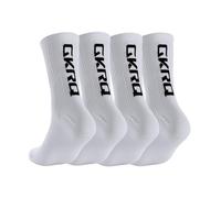 GKRQ calcetines ciclismo calcetines ciclista transpirables compresión secado rápido medias unisex carretera (4white) Anti-Ampollas, Transpirables, Secado Rápido - Soporte del Arco - Nylon Resistente