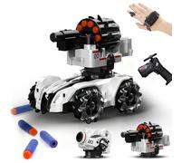 Gkstly Coche de Control Remoto, 2.4GHz Gestión RC Car 360° Rotación Drifting 4WD Battle Stunt Car 2 torretas reemplazables Música Control Remoto Tank Blow Bubble Shoot Espuma Dardos Juguete Regalos