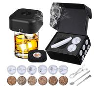 Gkstly Kit Ahumador Eléctrico para Cócteles con 6 Sabores Chips de Madera, Recargable USB-C para Bebidas Regalos de cumpleaños para Hombre, Esposo, Papá