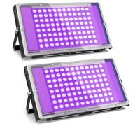 GKT 2 Piezas 100W LED Luz Negra, Luz Negra Ultravioleta, IP66 Impermeable, luz ultravioleta con Enchufe Para Halloween, Navidad, Body Painting, Fiesta fluorescente, Luz UV para Curar Resina