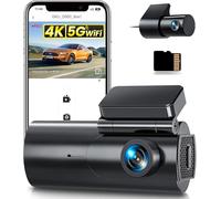 GKU Dashcam Cámara Coche 4K+1080P, 5GHz WiFi Dash CAM Coche con Tarjeta SD de 64GB,Camara Coche Grabadora,170° Gran Angular,Visión Nocturn,WDR,Sensor G,Monitor de Aparcamiento
