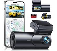 GKU Dashcam Cámara Coche 4K+1080P, 5GHz WiFi &GPS, 1.5'' IPS Dash CAM Coche con Tarjeta SD de 64GB,Camara Coche Grabadora,170° Gran Angular,Visión Nocturn,WDR,Sensor G,Monitor de Aparcamiento