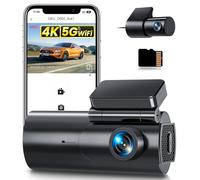 GKU Dashcam Cámara Coche 4K/2.5K, 5GHz WiFi Dash CAM Coche con Tarjeta SD de 64GB, Camara Coche Grabadora,170° Gran Angular,Visión Nocturn,WDR,Sensor G,Monitor de Aparcamiento 24H,Grabación en Bucle